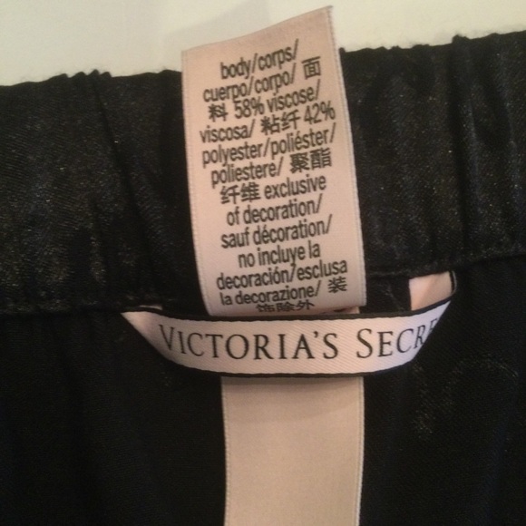 Victoria’s Secret Black Satin With Pink Trim Lounge Sleep Pants Size Large - Picture 6 of 12